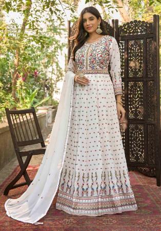 Picture of Good Looking Georgette White Anarkali Salwar Kameez