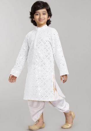 Picture of Enticing Georgette White Kids Kurta Pyjama