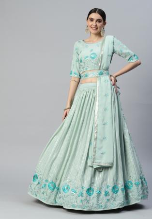 Picture of Marvelous Georgette Light Steel Blue Lehenga Choli