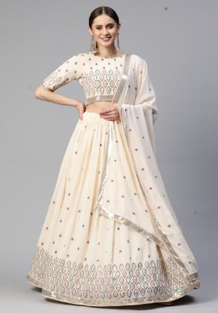 Picture of Pretty Georgette Beige Lehenga Choli