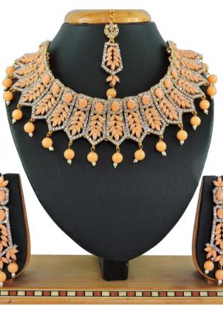 Picture of Splendid Dark Salmon Necklace Set