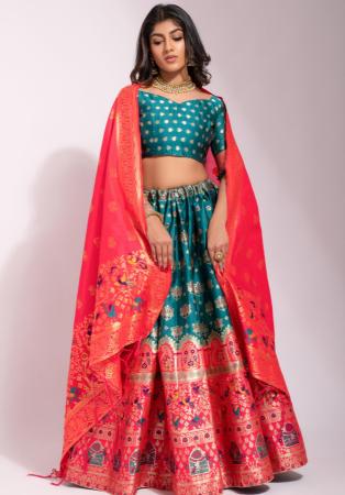 Picture of Amazing Silk Teal Lehenga Choli