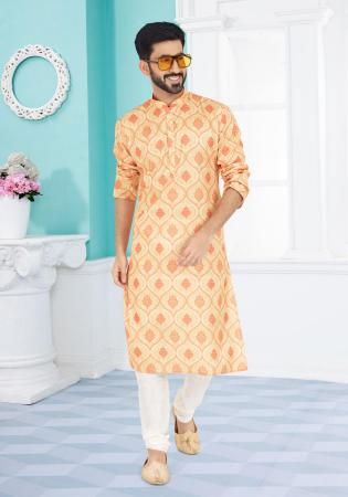 Picture of Ideal Cotton Pale Golden Rod Kurtas