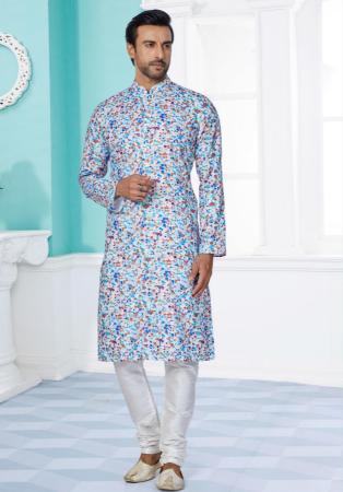 Picture of Wonderful Cotton Light Steel Blue Kurtas