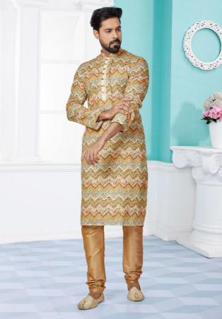 Picture of Marvelous Silk Dark Khaki Kurtas