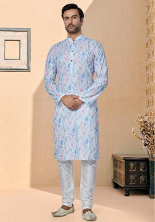 Picture of Radiant Silk Light Steel Blue Kurtas