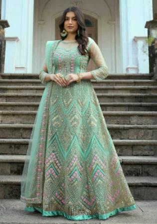 Picture of Admirable Net Cadet Blue Anarkali Salwar Kameez