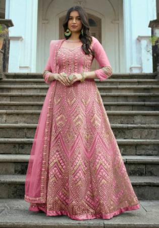 Picture of Amazing Net Pale Violet Red Anarkali Salwar Kameez