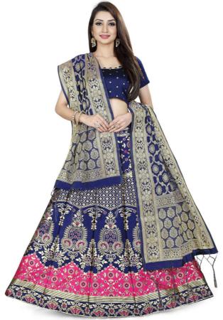 Picture of Sightly Silk Dark Slate Blue Lehenga Choli