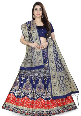 Picture of Sublime Silk Dark Slate Blue Lehenga Choli