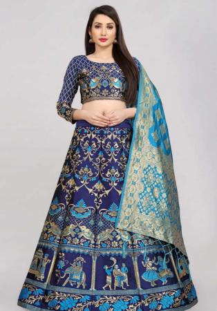 Picture of Pretty Silk Dark Slate Blue Lehenga Choli