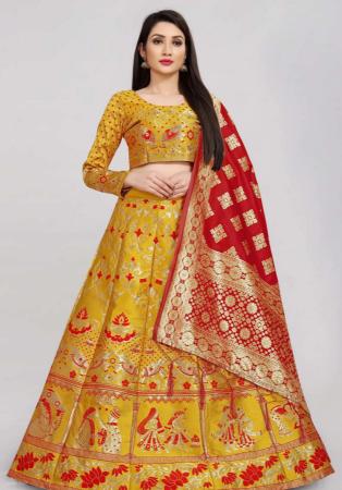 Picture of Charming Silk Golden Rod Lehenga Choli