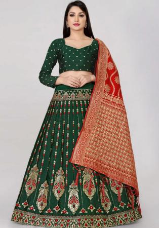 Picture of Resplendent Silk Dark Olive Green Lehenga Choli