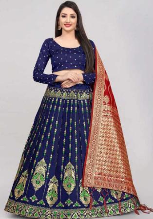 Picture of Sightly Silk Dark Slate Blue Lehenga Choli