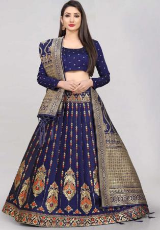 Picture of Pretty Silk Dark Slate Blue Lehenga Choli