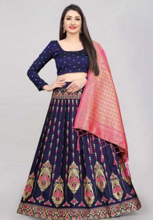 Picture of Ravishing Silk Dark Slate Blue Lehenga Choli