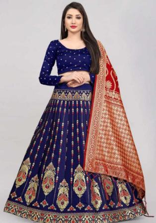 Picture of Delightful Silk Midnight Blue Lehenga Choli