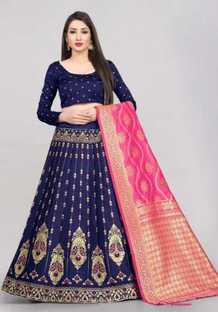 Picture of Pretty Silk Midnight Blue Lehenga Choli