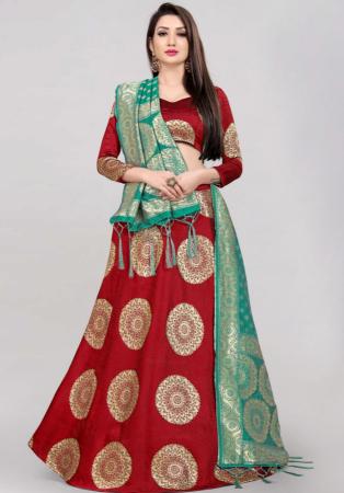 Picture of Excellent Silk Fire Brick Lehenga Choli