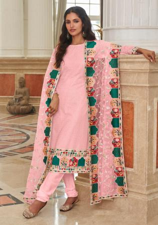 Picture of Georgette Lavender Blush Straight Cut Salwar Kameez