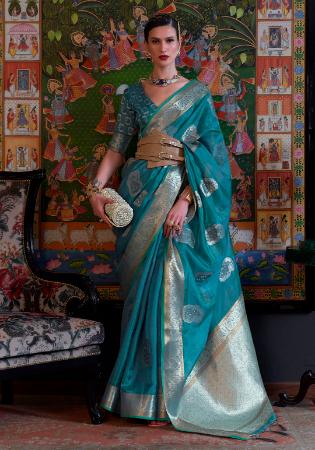 Picture of Good Looking Organza Teal Saree