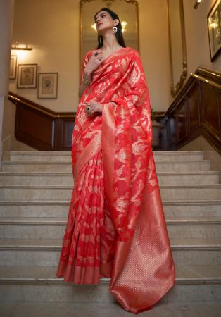 Picture of Exquisite Organza Crimson Saree