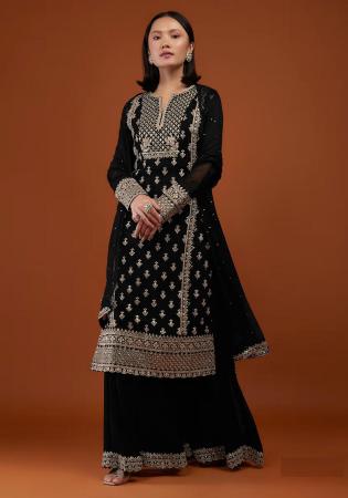 Picture of Beauteous Georgette Black Straight Cut Salwar Kameez