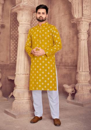 Picture of Alluring Cotton Dark Golden Rod Kurtas