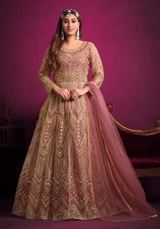 Picture of Statuesque Net Rosy Brown Anarkali Salwar Kameez