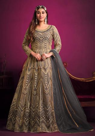 Picture of Shapely Net Grey Anarkali Salwar Kameez