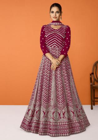 Picture of Enticing Georgette Maroon Anarkali Salwar Kameez