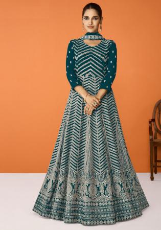 Picture of Superb Georgette Dark Green Anarkali Salwar Kameez