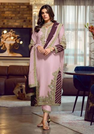 Picture of Georgette Rosy Brown Straight Cut Salwar Kameez