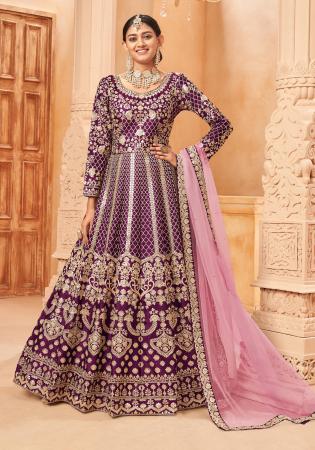 Picture of Beautiful Silk Rosy Brown Anarkali Salwar Kameez