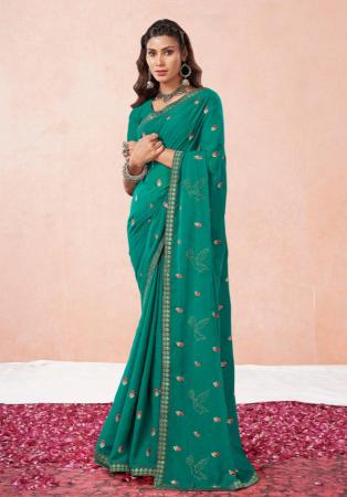 Picture of Fascinating Georgette Teal Saree