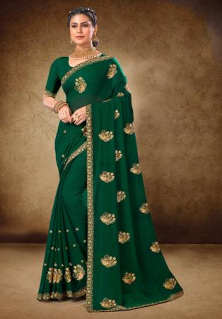 Picture of Exquisite Georgette Dark Green Saree