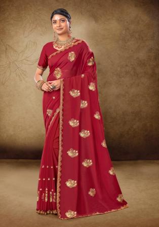 Picture of Sublime Georgette Maroon Saree