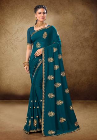 Picture of Classy Georgette Teal Saree