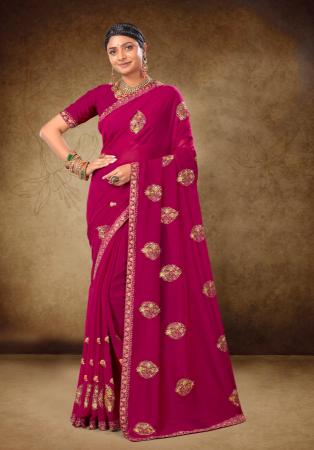 Picture of Resplendent Georgette Dark Red Saree