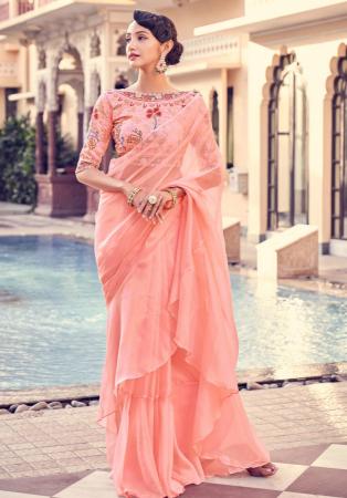 Picture of Appealing Organza Light Pink Saree