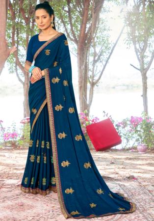 Picture of Admirable Georgette Navy Blue Saree