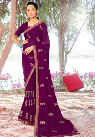 Picture of Resplendent Georgette Purple Saree