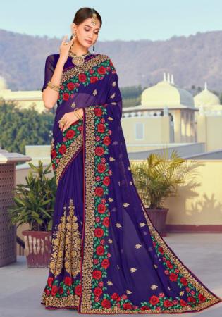 Picture of Enticing Georgette Midnight Blue Saree