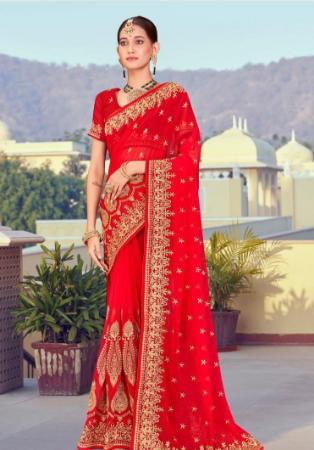 Picture of Wonderful Georgette Crimson Saree