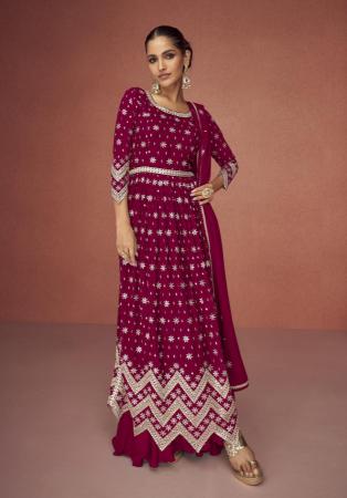 Picture of Comely Georgette Deep Pink Anarkali Salwar Kameez