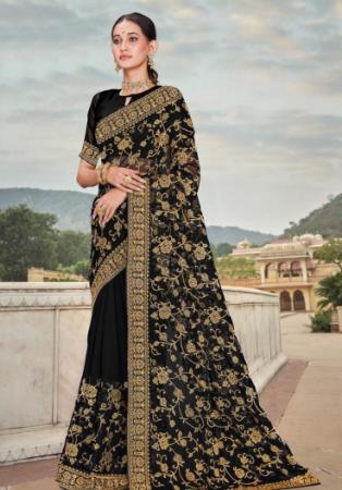 Picture of Statuesque Georgette Black Saree