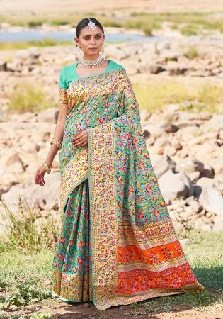 Picture of Enticing Silk Dark Sea Green Saree