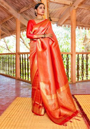 Picture of Good Looking Silk Dark Red Saree