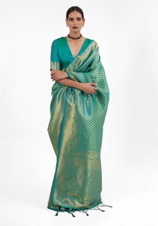 Picture of Delightful Silk Cadet Blue Saree