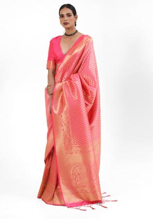 Picture of Bewitching Silk Dark Salmon Saree